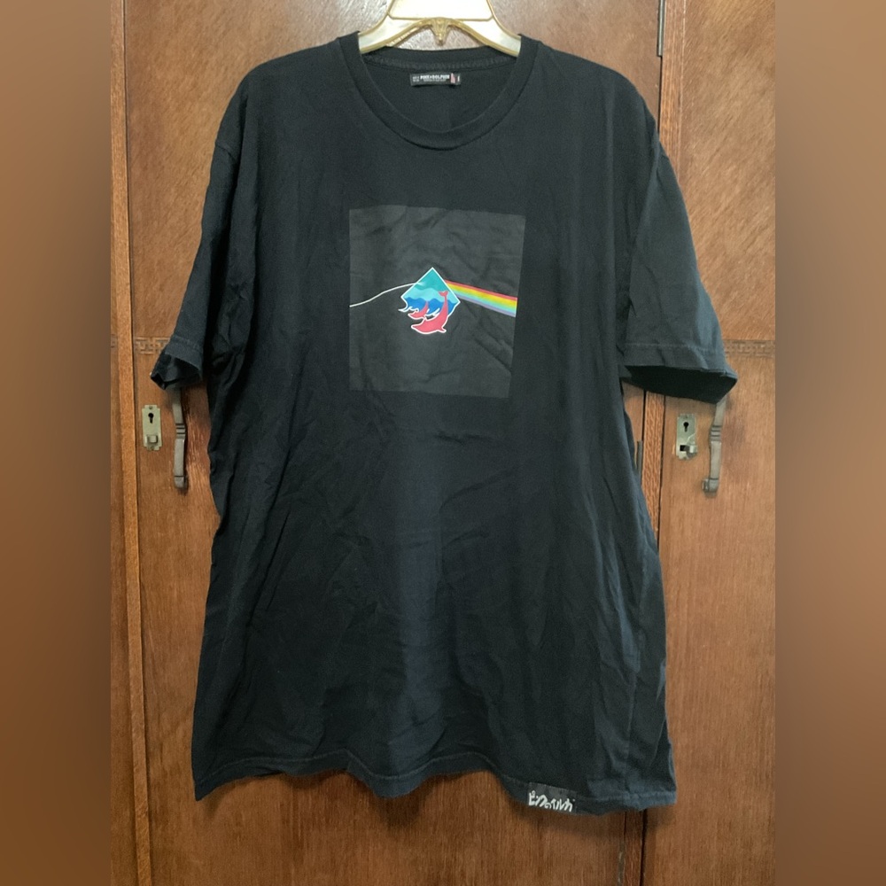 Pink Dolphin with iconic prism design from Pink Floyd's Dark Side of the Moon